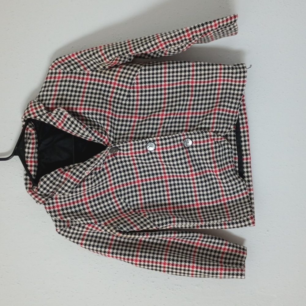 Hounds tooth 60's blazer women's small jacket red and black cropped Jacket